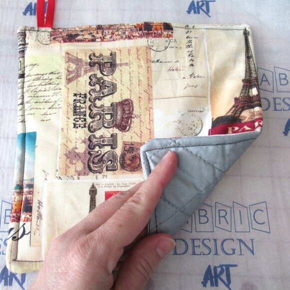 potholder French country Eiffel tower l’arc Paris France travel postcards trivet - Picture 2 of 5